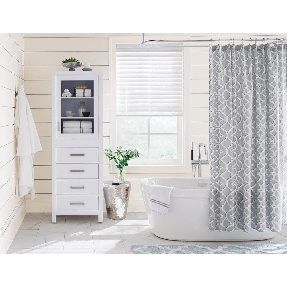 Wyndham Collection Sheffield Bathroom Linen Storage Tower Cabinet, White, 24x71.25x20