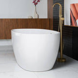 Samantha 59 in. Acrylic FlatBottom Double Ended Bathtub with Brushed Gold Overflow and Drain Included in White