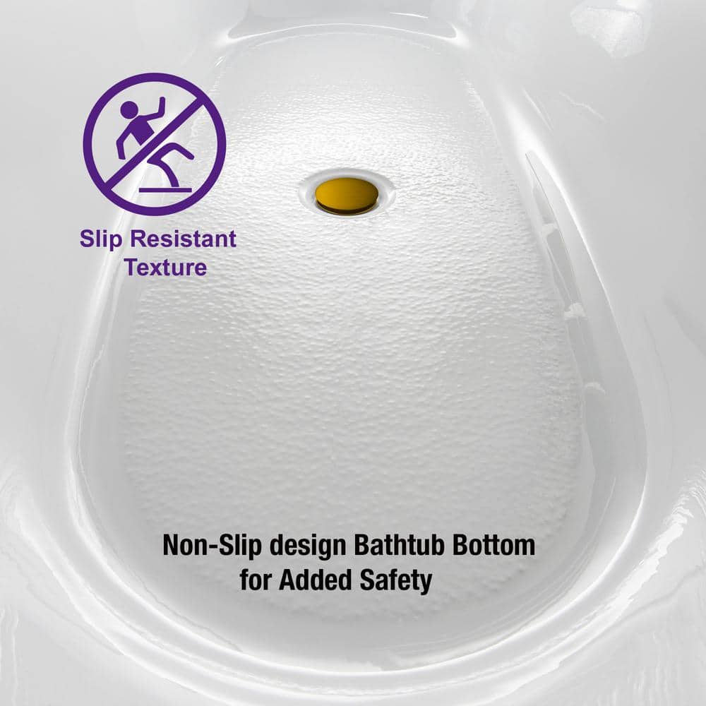 Samantha 59 in. Acrylic FlatBottom Double Ended Bathtub with Brushed Gold Overflow and Drain Included in White