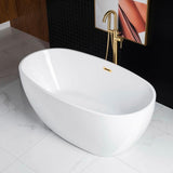 Samantha 59 in. Acrylic FlatBottom Double Ended Bathtub with Brushed Gold Overflow and Drain Included in White