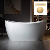 WOODBRIDGE Springston 59 in. Acrylic FlatBottom Double Slipper Bathtub with Brushed Gold Overflow and Drain, White