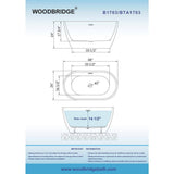 WOODBRIDGE 48 in. Acrylic Flatbottom Freestanding Bathtub in White with Brushed Gold Drain and Overflow