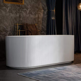 WOODBRIDGE Gee 67 in. x 31.5 in. Acrylic Flat Bottom Soaking Bathtub, Center Drain & Overflow, White with Brushed Gold