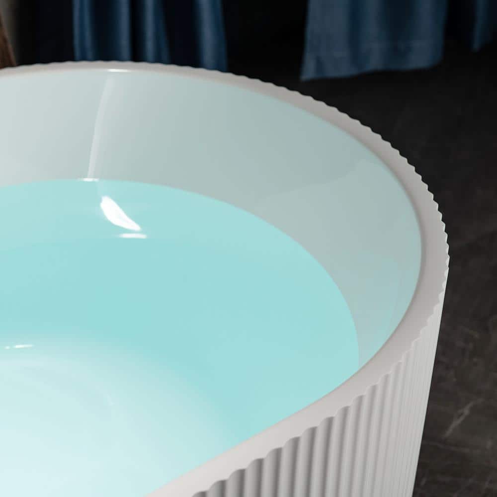 WOODBRIDGE Gee 67 in. x 31.5 in. Acrylic Flat Bottom Soaking Bathtub, Center Drain & Overflow, White with Brushed Gold