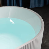 WOODBRIDGE Gee 67 in. x 31.5 in. Acrylic Flat Bottom Soaking Bathtub, Center Drain & Overflow, White with Brushed Gold