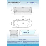 WOODBRIDGE Gee 67 in. x 31.5 in. Acrylic Flat Bottom Soaking Bathtub, Center Drain & Overflow, White with Brushed Gold