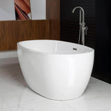 Berck 59 in. Acrylic FlatBottom Double Ended Bathtub with Brushed Nickel Overflow and Drain Included in White