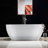 Berck 59 in. Acrylic FlatBottom Double Ended Bathtub with Brushed Nickel Overflow and Drain Included in White