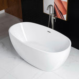 Berck 59 in. Acrylic FlatBottom Double Ended Bathtub with Brushed Nickel Overflow and Drain Included in White