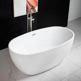 Berck 59 in. Acrylic FlatBottom Double Ended Bathtub with Brushed Nickel Overflow and Drain Included in White