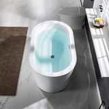 WOODBRIDGE Bloomfield 56 in. Acrylic Freestanding Double-Ended Soaking Bathtub with Drain and Overflow Included, White