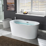 WOODBRIDGE Bloomfield 56 in. Acrylic Freestanding Double-Ended Soaking Bathtub with Drain and Overflow Included, White