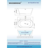 Belleville 54 in. Acrylic FlatBottom Double Ended Bathtub with Brushed Nickel Overflow and Drain Included in White