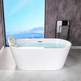 Belleville 54 in. Acrylic FlatBottom Double Ended Bathtub with Brushed Nickel Overflow and Drain Included in White