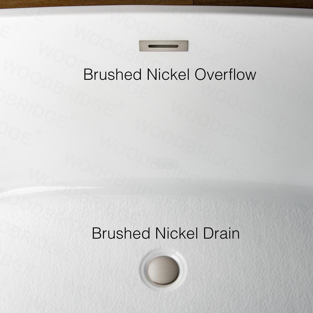 Belleville 54 in. Acrylic FlatBottom Double Ended Bathtub with Brushed Nickel Overflow and Drain Included in White