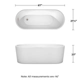 Wyndham Collection Ursula 5.6 ft Acrylic Freestanding Bathtub in White with Brushed Nickel Trim