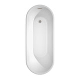 Wyndham Collection Ursula 5.6 ft Acrylic Freestanding Bathtub in White with Brushed Nickel Trim