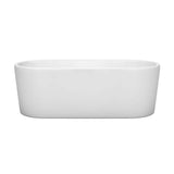 Wyndham Collection Ursula 5.6 ft Acrylic Freestanding Bathtub in White with Brushed Nickel Trim