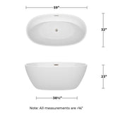 Wyndham Collection Juno 4.9 ft Acrylic Freestanding Bathtub in White with Brushed Nickel Trim