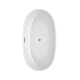 Wyndham Collection Juno 4.9 ft Acrylic Freestanding Bathtub in White with Brushed Nickel Trim