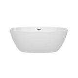 Wyndham Collection Juno 4.9 ft Acrylic Freestanding Bathtub in White with Brushed Nickel Trim