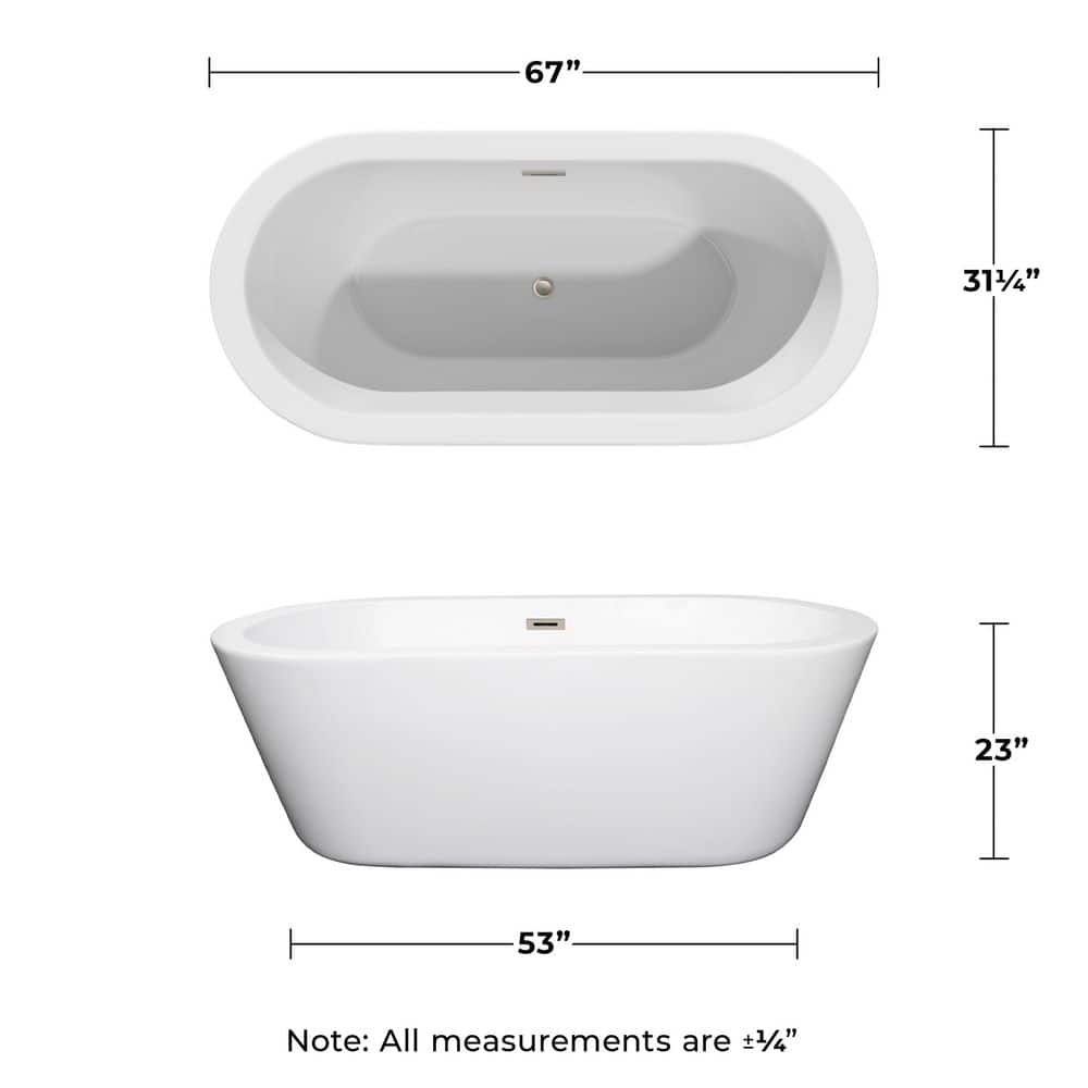 Wyndham Collection Mermaid 5.58 ft. Freestanding Soaking Tub in White with Brushed Nickel Trim