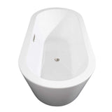 Wyndham Collection Mermaid 5.58 ft. Freestanding Soaking Tub in White with Brushed Nickel Trim