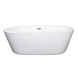 Wyndham Collection Mermaid 5.58 ft. Freestanding Soaking Tub in White with Brushed Nickel Trim