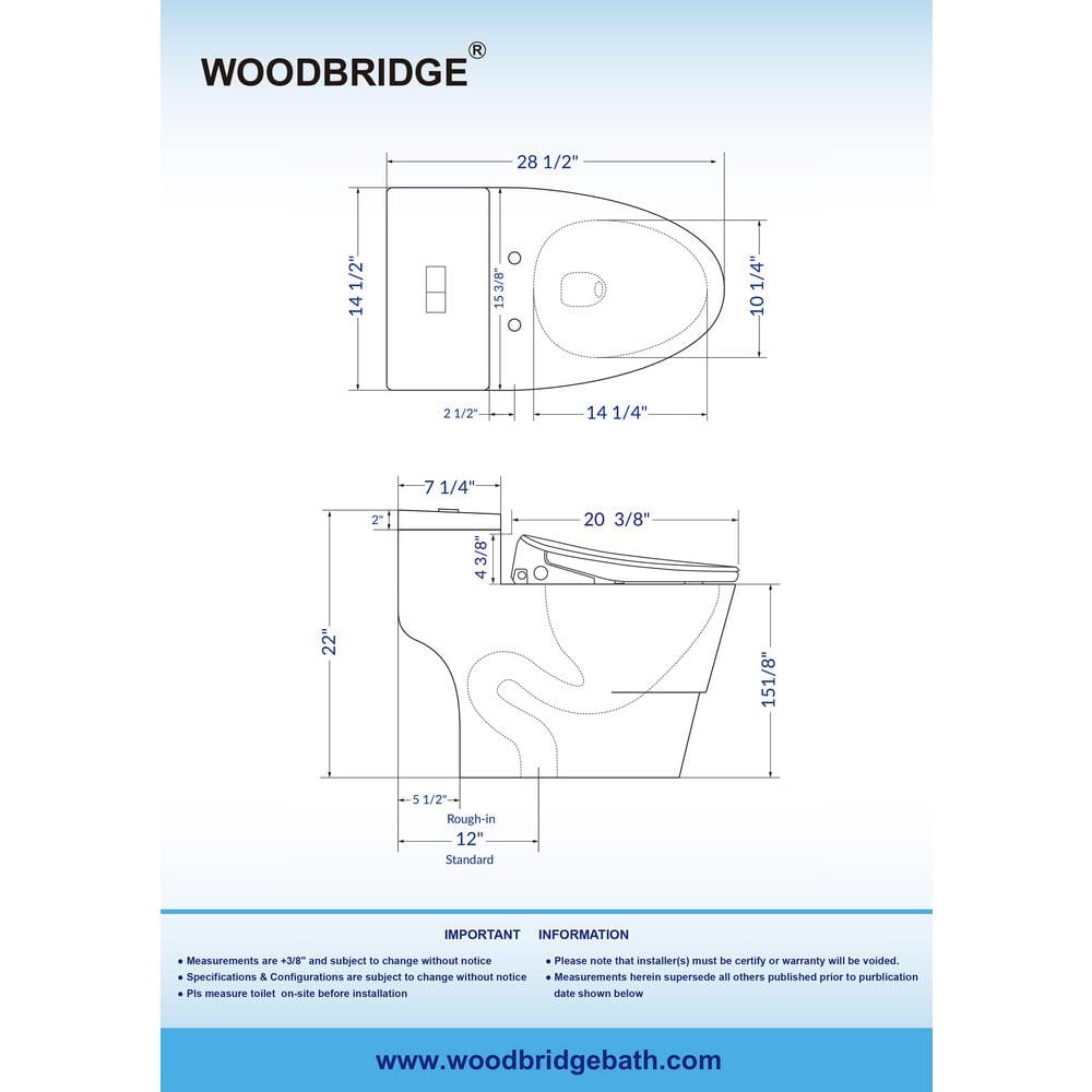 WOODBRIDGE Revel I Dual Flush Smart Bidet Toilet - Elongated, White
