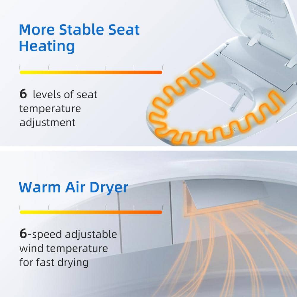 WOODBRIDGE Electric Plug-In Elongated Bidet Toilet Seat with Auto-Features