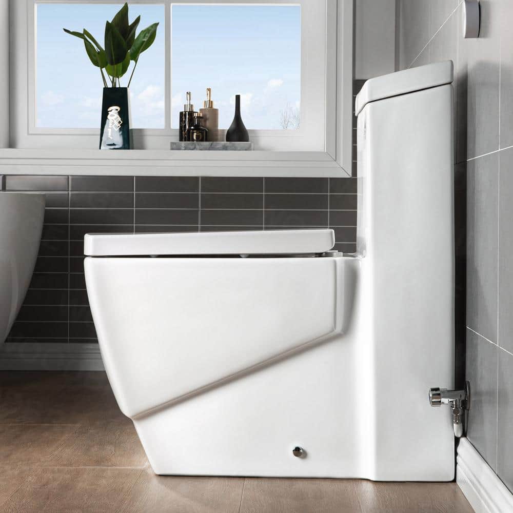 WOODBRIDGE Modern 1-Piece 1.0/1.6 GPF High-Efficiency Dual Flush Square All-in-One Toilet with Soft-Close Seat, White