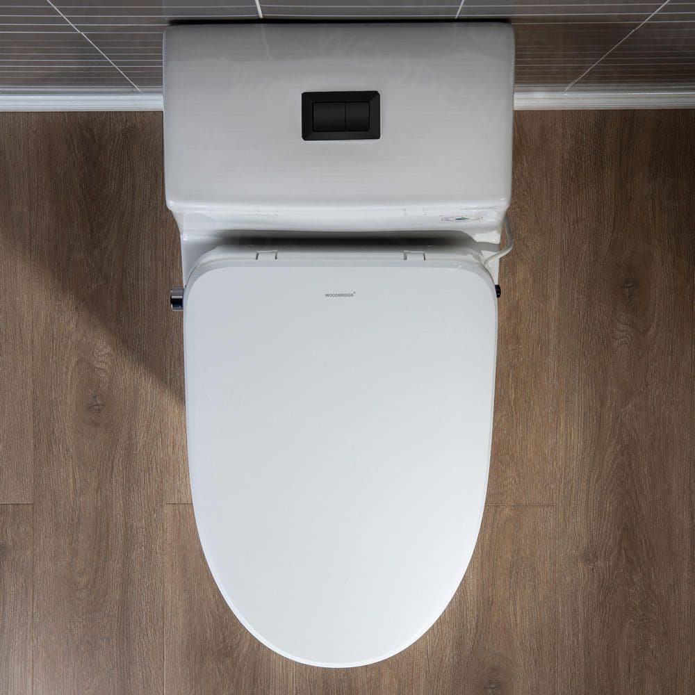 WOODBRIDGE 1-Piece Elongated Dual Flush Toilet with Smart Bidet Seat in White