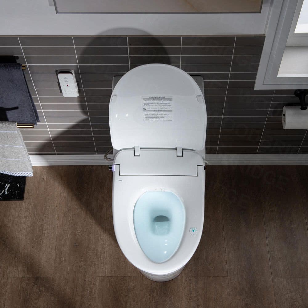 WOODBRIDGE 1-Piece Elongated Dual Flush Toilet with Smart Bidet Seat in White