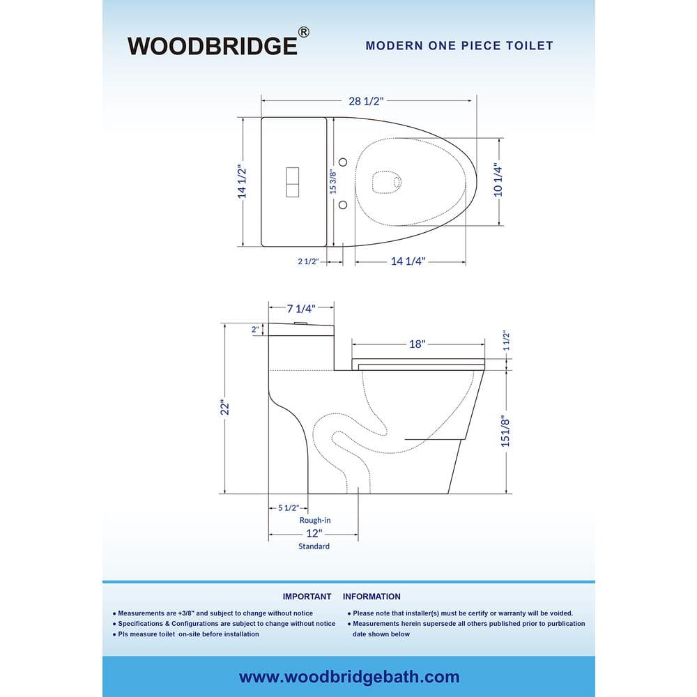 WOODBRIDGE Conserver 1-Piece 1.28 GPF High Efficiency Dual Flush Elongated All-in-One Toilet in White with Seat Included
