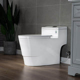 WOODBRIDGE Conserver 1-Piece 1.28 GPF High Efficiency Dual Flush Elongated All-in-One Toilet in White with Seat Included