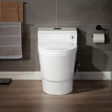 WOODBRIDGE Conserver 1-Piece 1.28 GPF High Efficiency Dual Flush Elongated All-in-One Toilet in White with Seat Included