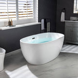 Laon 59 in. Acrylic FlatBottom Double Ended Bathtub with Matte Black Overflow and Drain Included in White