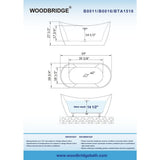 WOODBRIDGE Cincinati 59 in. Acrylic FlatBottom Double Slipper Freestanding Bathtub with Matte Black Overflow & Drain, White