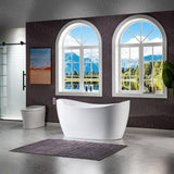 WOODBRIDGE Cincinati 59 in. Acrylic FlatBottom Double Slipper Freestanding Bathtub with Matte Black Overflow & Drain, White