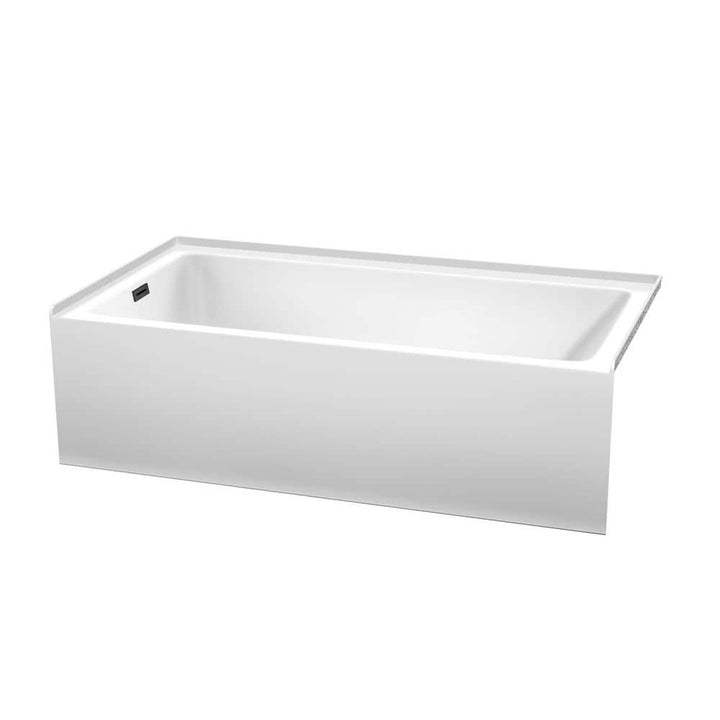 Wyndham Collection Grayley 60" Alcove Soaking Bathtub with Left Drain, White/Black Trim