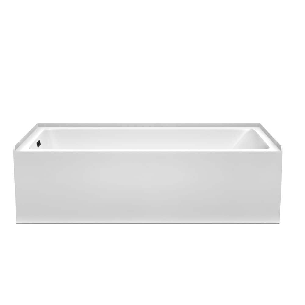 Wyndham Collection Grayley 60" Alcove Soaking Bathtub with Left Drain, White/Black Trim