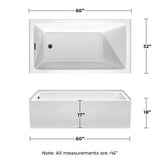 Wyndham Collection Grayley 60" Alcove Soaking Bathtub with Left Drain, White/Black Trim