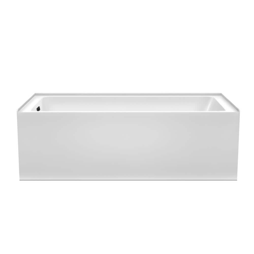 Wyndham Collection Grayley 66 in. Alcove Soaking Bathtub with Left Drain, White with Matte Black Trim