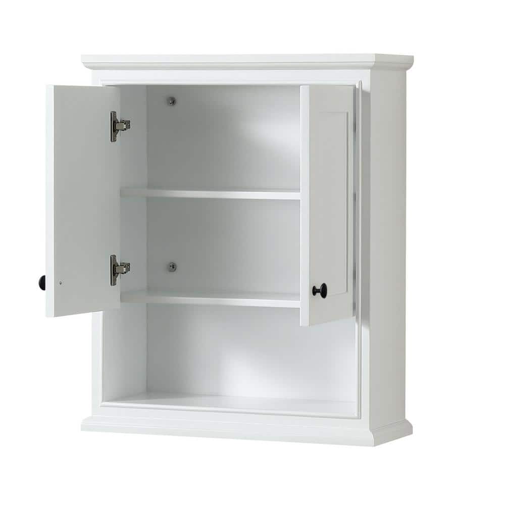 Wyndham Collection Deborah Bathroom Wall Cabinet, White, 25x9x30 Inches