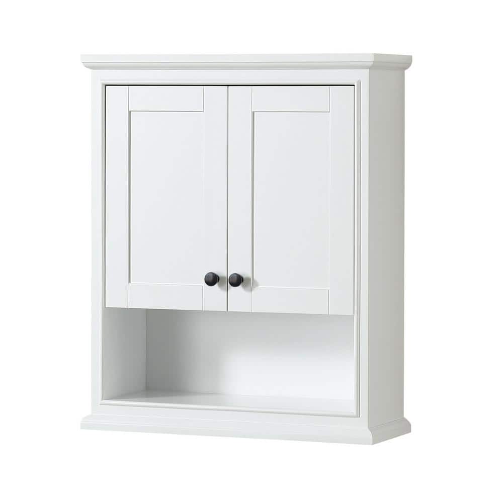 Wyndham Collection Deborah Bathroom Wall Cabinet, White, 25x9x30 Inches
