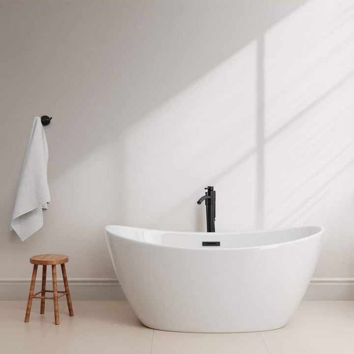 Wyndham Collection Dorrit 60" x 32" Freestanding Soaking Bathtub with Matte Black Trim
