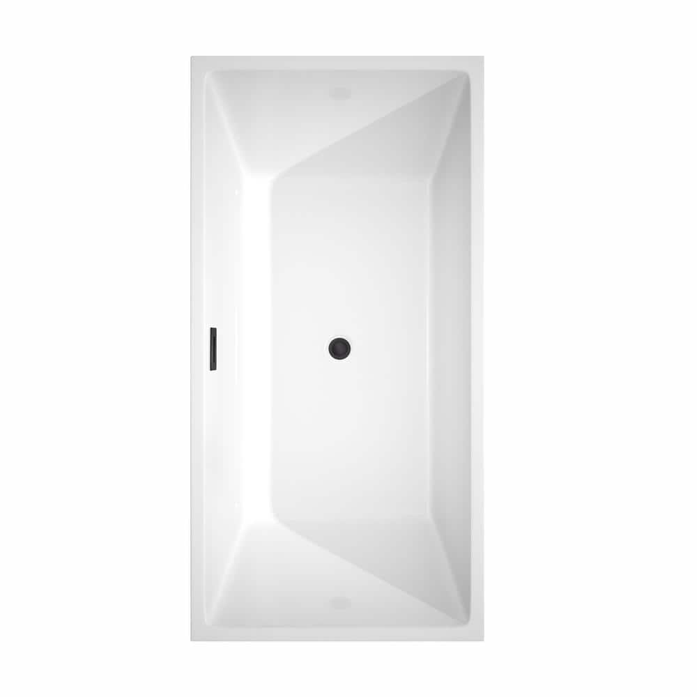Wyndham Collection Sara 63 in. Acrylic Freestanding Bathtub with Matte Black Trim