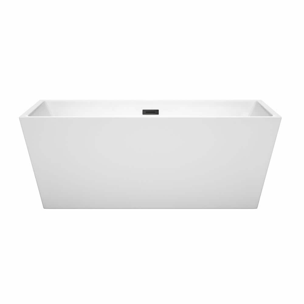 Wyndham Collection Sara 63 in. Acrylic Freestanding Bathtub with Matte Black Trim