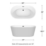 Wyndham Collection Carissa 60 in. Acrylic Freestanding Bathtub with Matte Black Trim