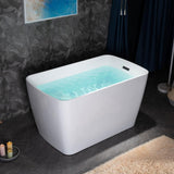WOODBRIDGE Lakewood 48 in. x 27.5 in. Acrylic Flat Bottom Soaking Bathtub with Reversible Drain in White with Matte Black